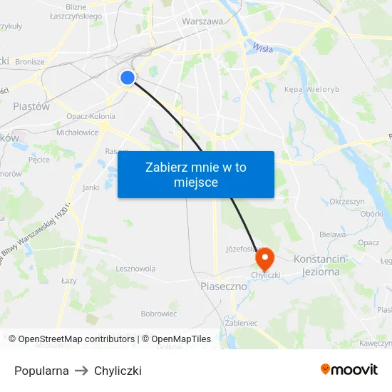 Popularna to Chyliczki map