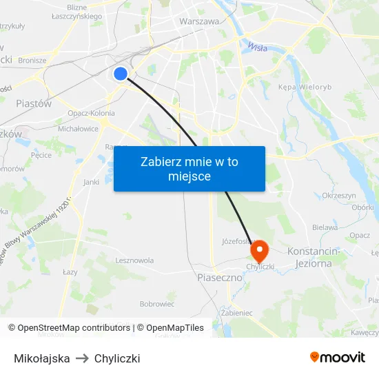 Mikołajska to Chyliczki map