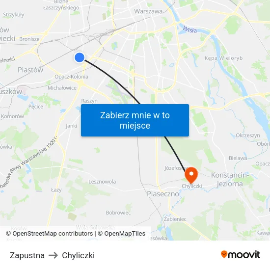 Zapustna to Chyliczki map