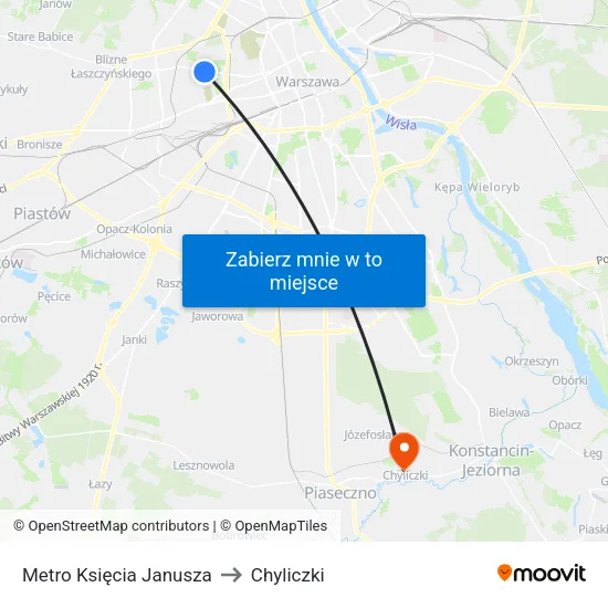 Metro Księcia Janusza to Chyliczki map