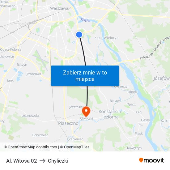 Al. Witosa 02 to Chyliczki map