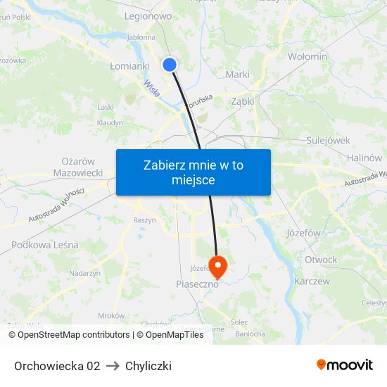 Orchowiecka 02 to Chyliczki map