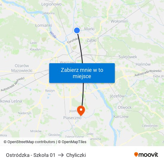 Ostródzka - Szkoła 01 to Chyliczki map