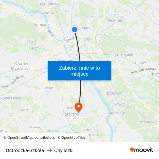 Ostródzka - Szkoła to Chyliczki map
