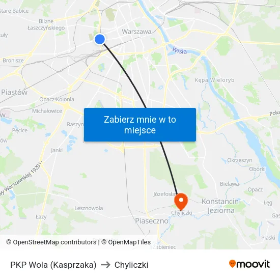PKP Wola (Kasprzaka) to Chyliczki map