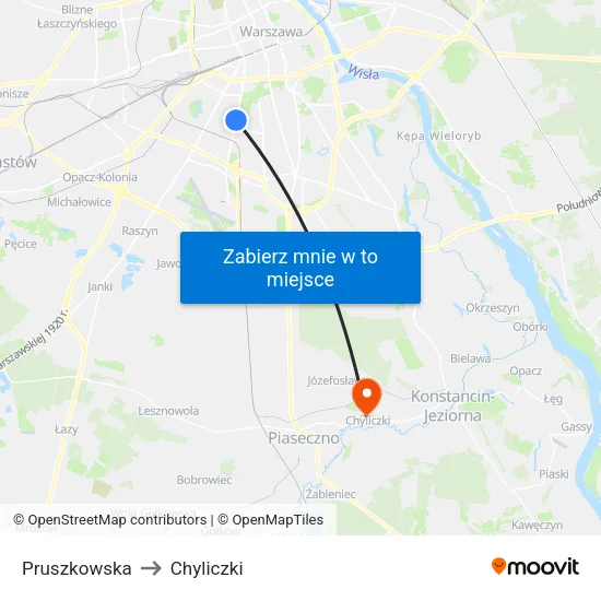 Pruszkowska to Chyliczki map