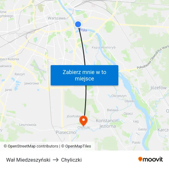 Wał Miedzeszyński to Chyliczki map