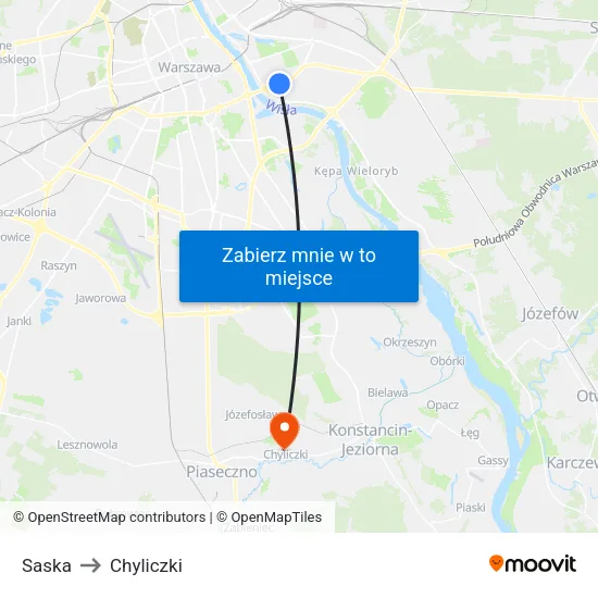 Saska to Chyliczki map