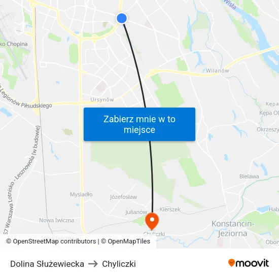 Dolina Służewiecka to Chyliczki map