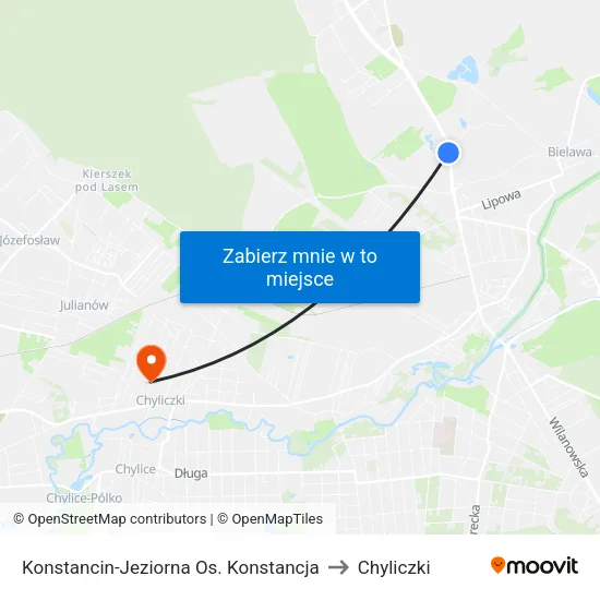 Konstancin-Jeziorna Os. Konstancja to Chyliczki map