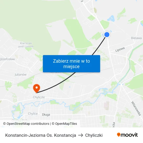 Konstancin-Jeziorna Os. Konstancja to Chyliczki map