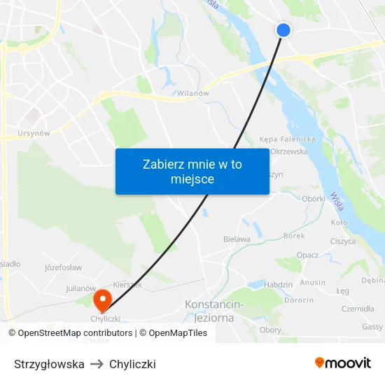 Strzygłowska to Chyliczki map