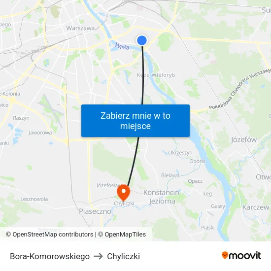 Bora - Komorowskiego to Chyliczki map