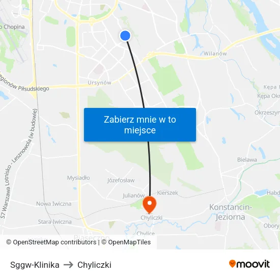 SGGW - Klinika to Chyliczki map