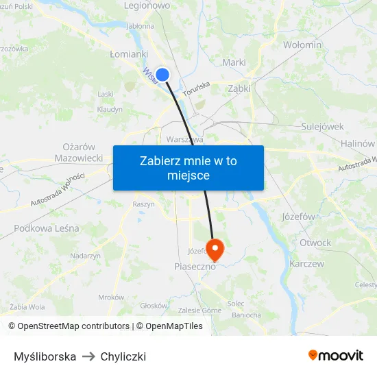 Myśliborska to Chyliczki map