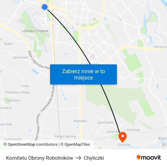 Komitetu Obrony Robotników to Chyliczki map