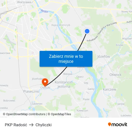 PKP Radość to Chyliczki map