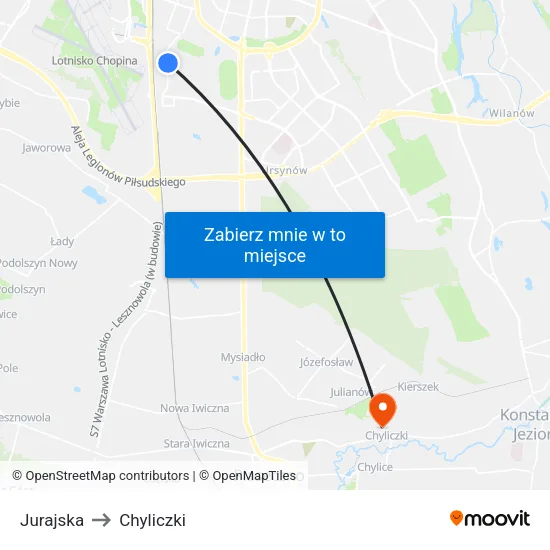 Jurajska to Chyliczki map