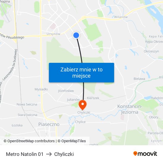 Metro Natolin 01 to Chyliczki map