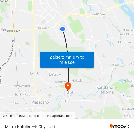 Metro Natolin to Chyliczki map