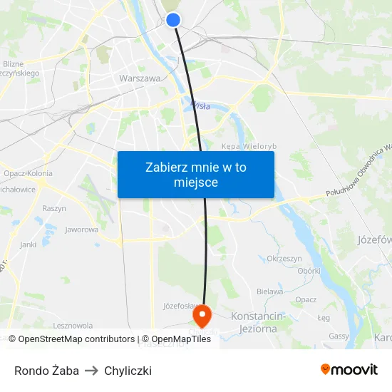 Rondo Żaba to Chyliczki map