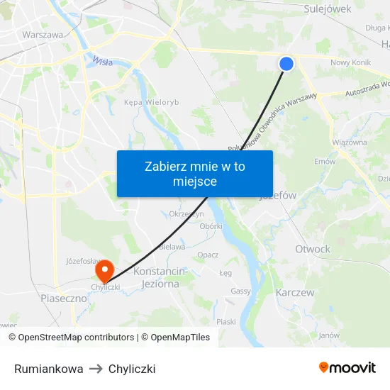 Rumiankowa to Chyliczki map