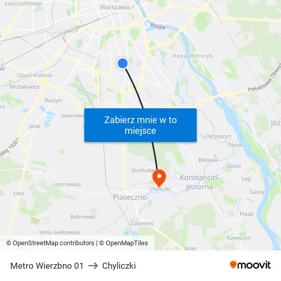 Metro Wierzbno 01 to Chyliczki map