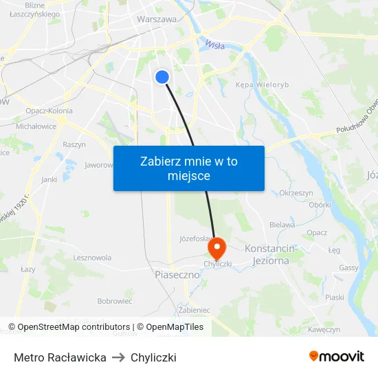 Metro Racławicka to Chyliczki map
