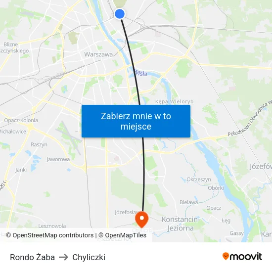 Rondo Żaba to Chyliczki map