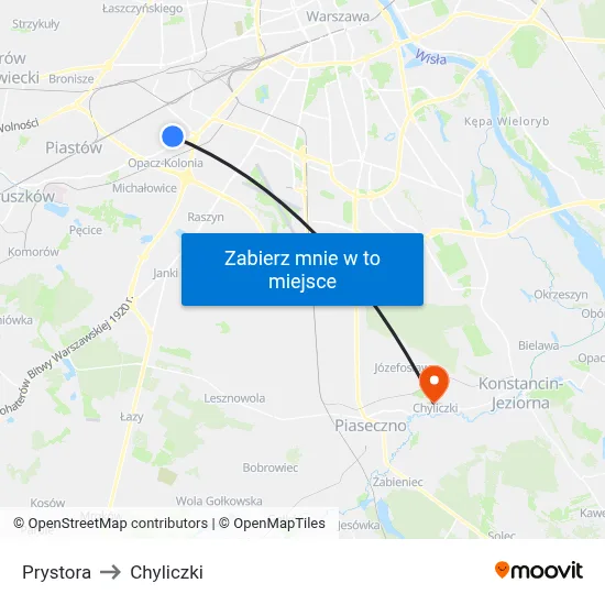 Prystora to Chyliczki map