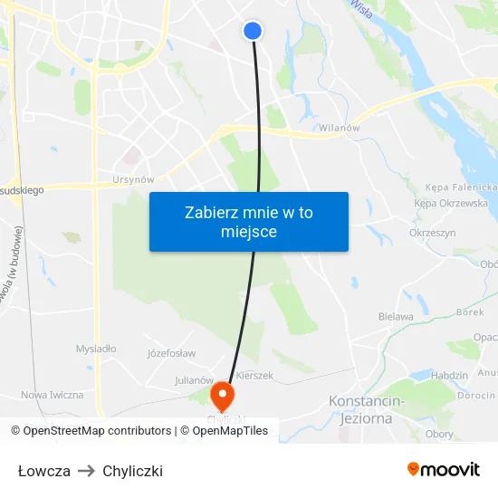 Łowcza to Chyliczki map