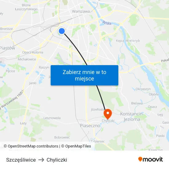 Szczęśliwice to Chyliczki map