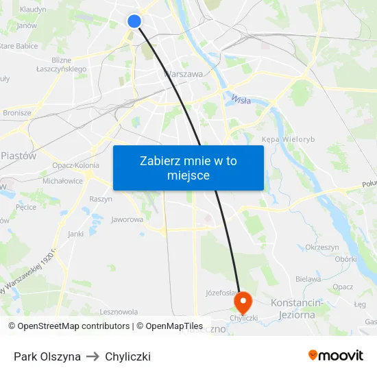 Park Olszyna to Chyliczki map