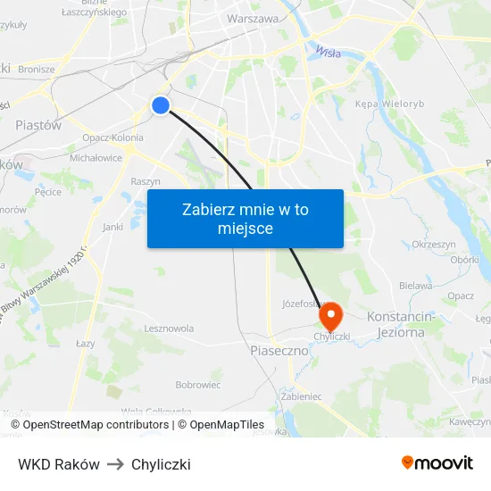 WKD Raków to Chyliczki map