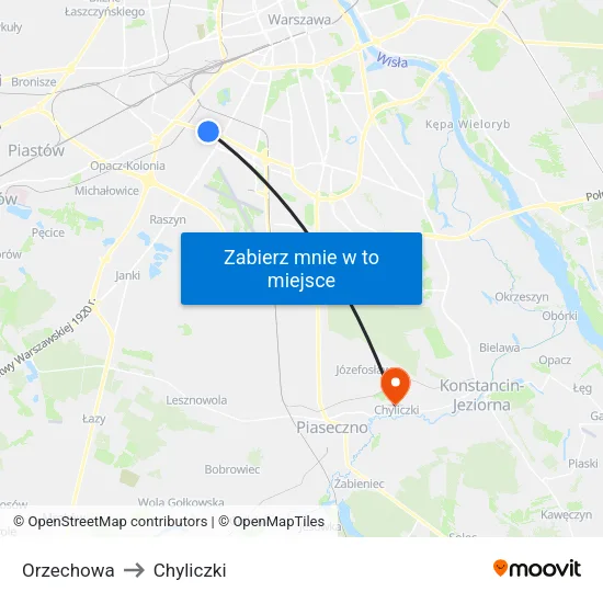 Orzechowa to Chyliczki map