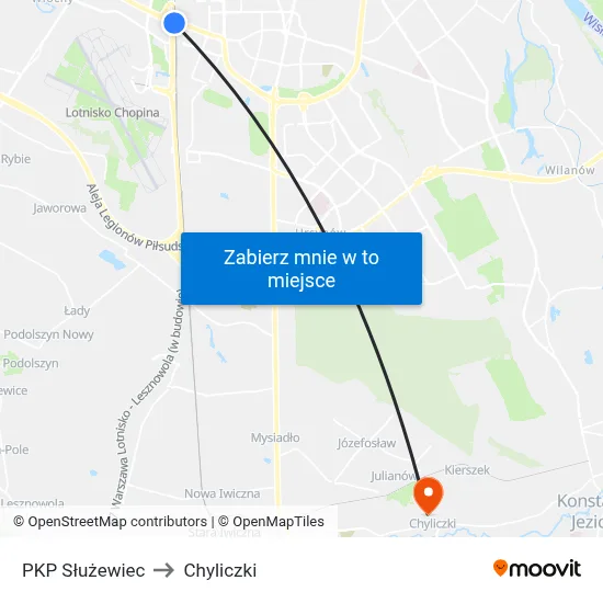 PKP Służewiec to Chyliczki map