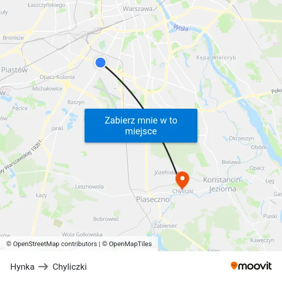 Hynka to Chyliczki map