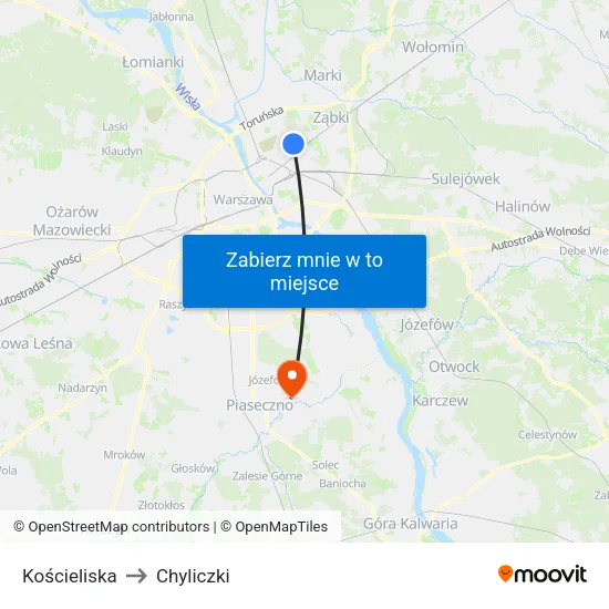 Kościeliska to Chyliczki map