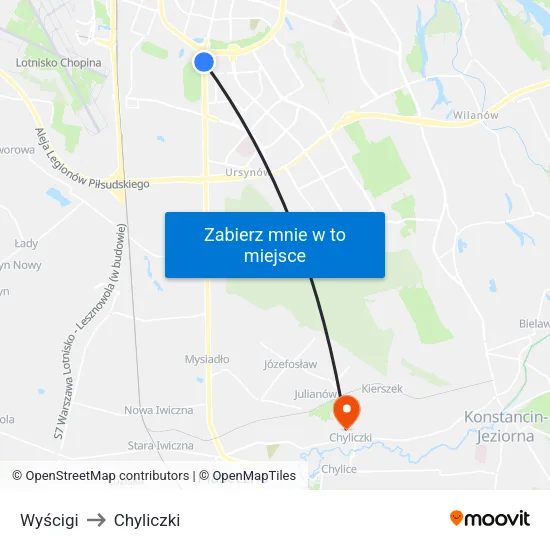 Wyścigi to Chyliczki map