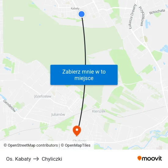 Os. Kabaty to Chyliczki map