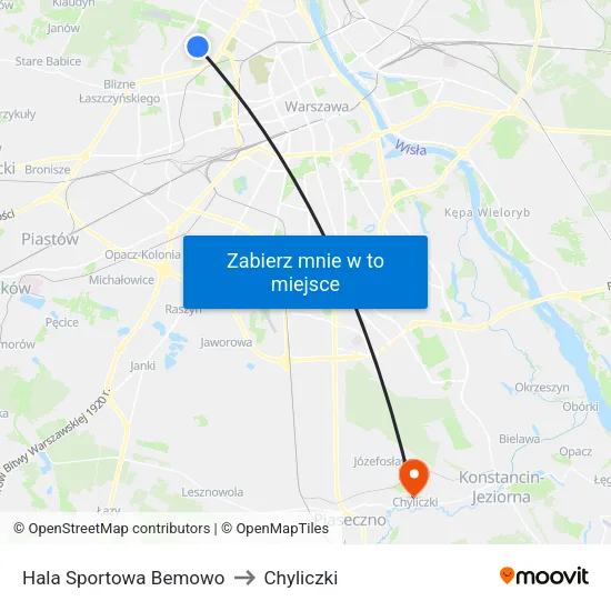 Hala Sportowa Bemowo to Chyliczki map
