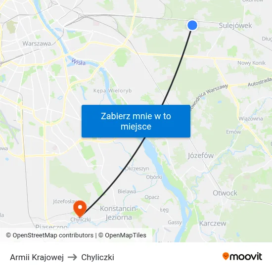 Armii Krajowej to Chyliczki map