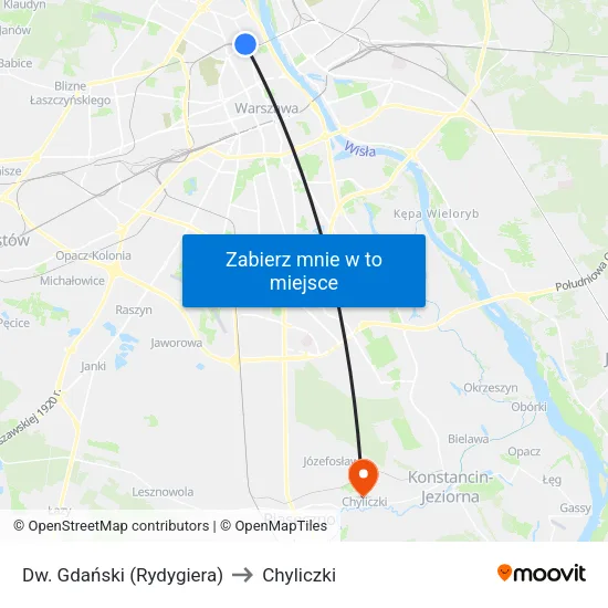 Dw. Gdański (Rydygiera) to Chyliczki map