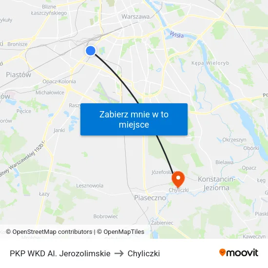 PKP WKD Al. Jerozolimskie to Chyliczki map