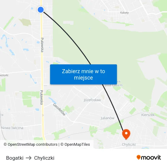 Bogatki to Chyliczki map