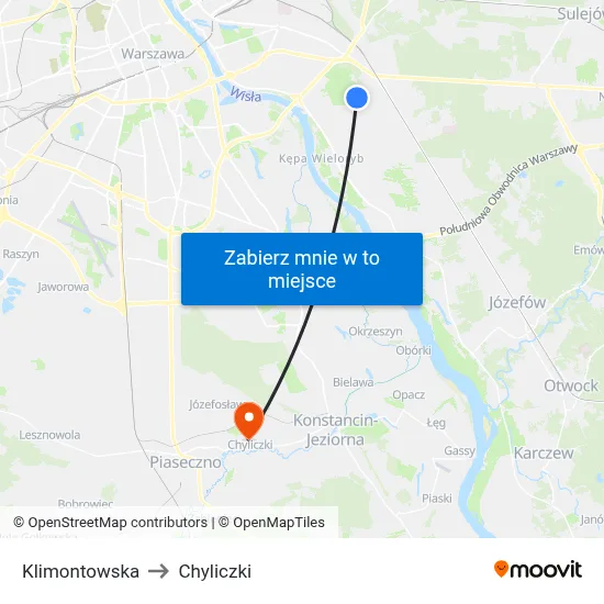 Klimontowska to Chyliczki map