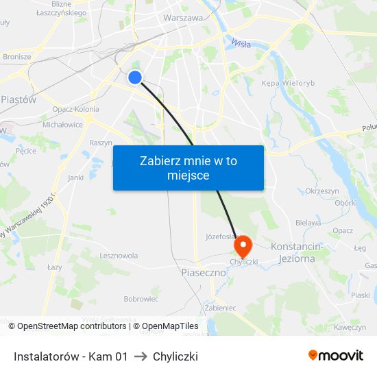 Instalatorów-Kam to Chyliczki map