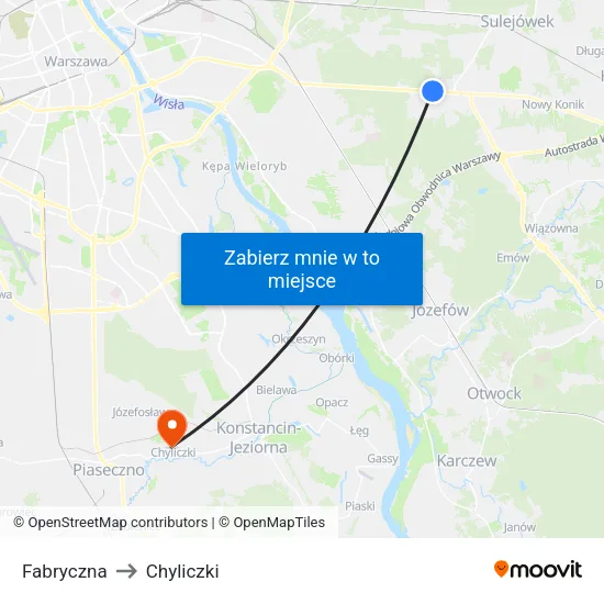 Fabryczna to Chyliczki map