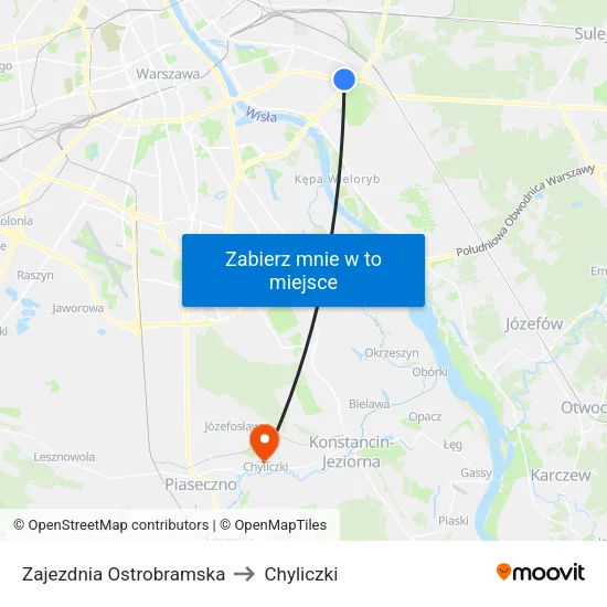 Zajezdnia Ostrobramska to Chyliczki map