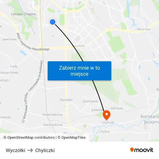 Wyczółki to Chyliczki map